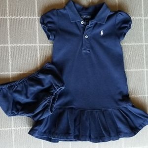 Baby Girl Classic Polo Dress - Navy